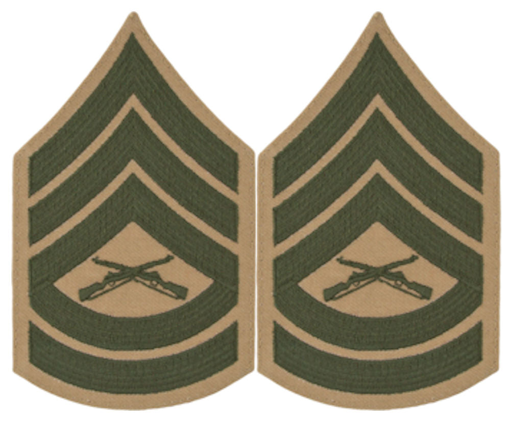 USMC Chevrons - GREEN on KHAKI