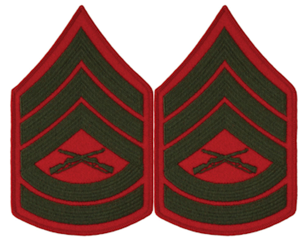 USMC Chevrons - GREEN on RED