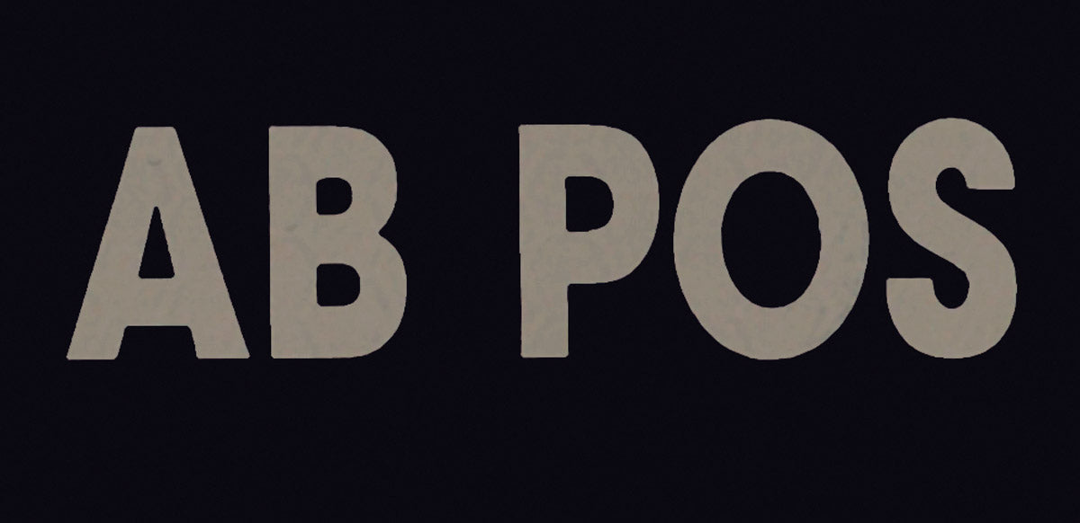 Infrared Blood Type Insignias with Hook Fastener