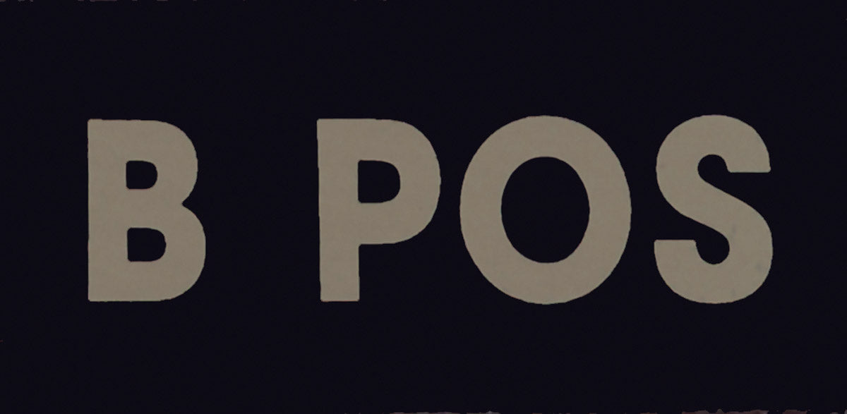 Infrared Blood Type Insignias with Hook Fastener
