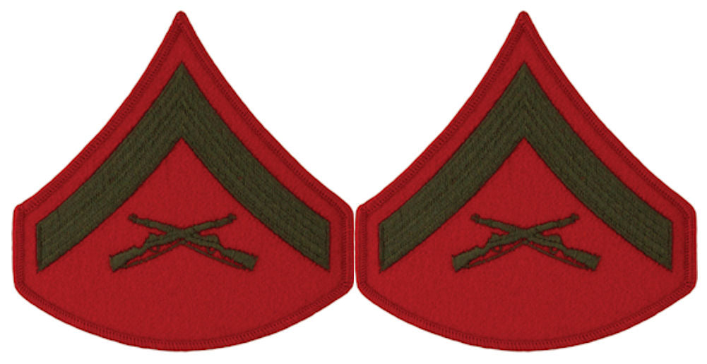 USMC Chevrons - GREEN on RED