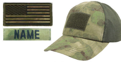 Tactical Cap Package with U.S. Flag Patch and Personalized Name Tape - Various Colors