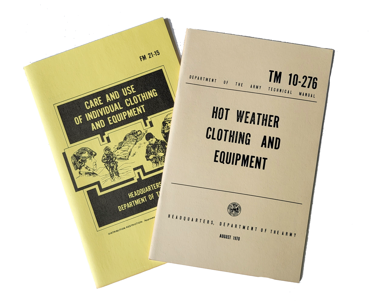 2 Military Manuals Set - Care Use Individual Equipment & Hot Weather Clothing
