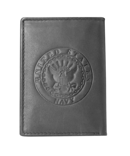 U.S. Navy Crest Tri-Fold Leather Wallet