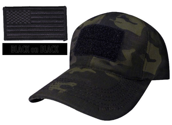 Tactical Cap Package with U.S. Flag Patch and Personalized Name Tape - Various Colors