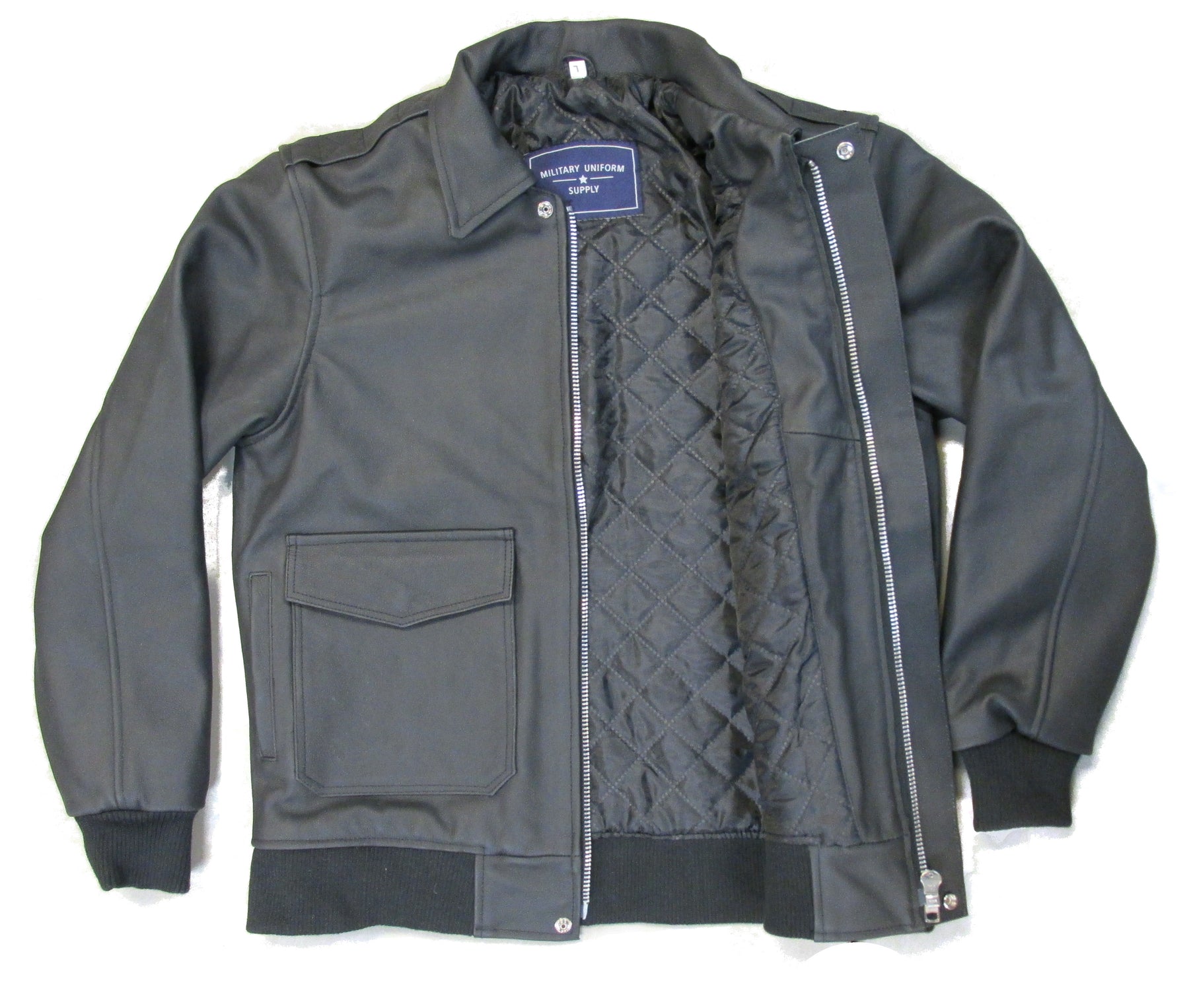 Black Leather Bomber Jacket - Military Uniform Supply