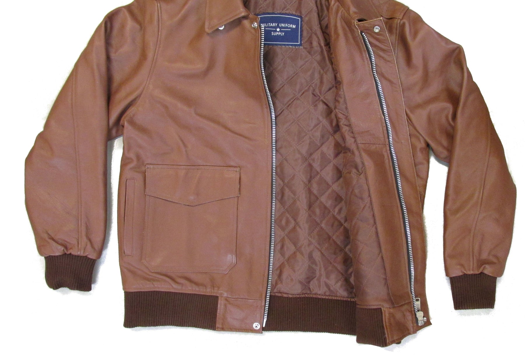 Black Leather Bomber Jacket - Military Uniform Supply