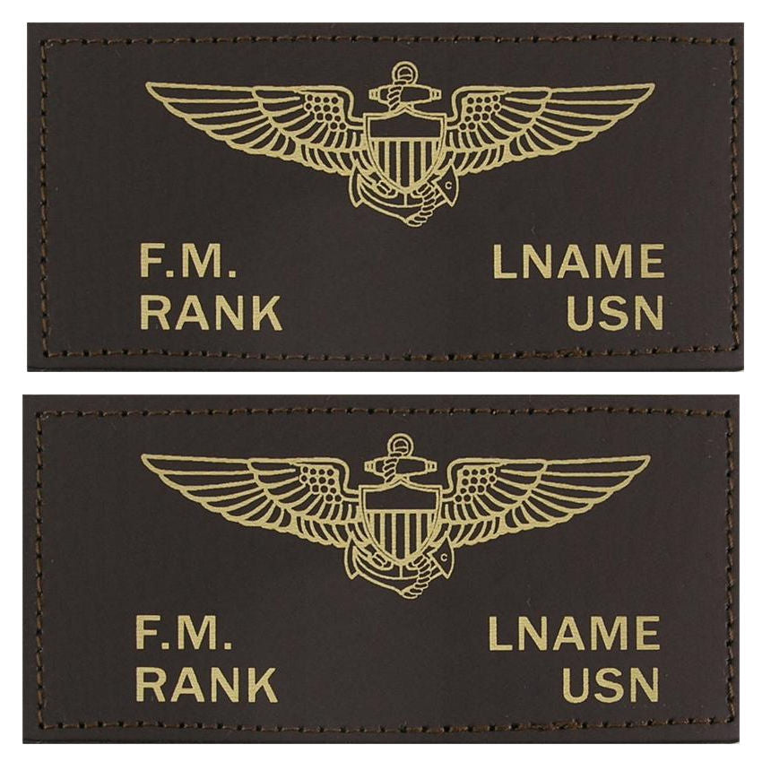U.S. Navy Leather Flight Badge - BROWN - 1 Pair