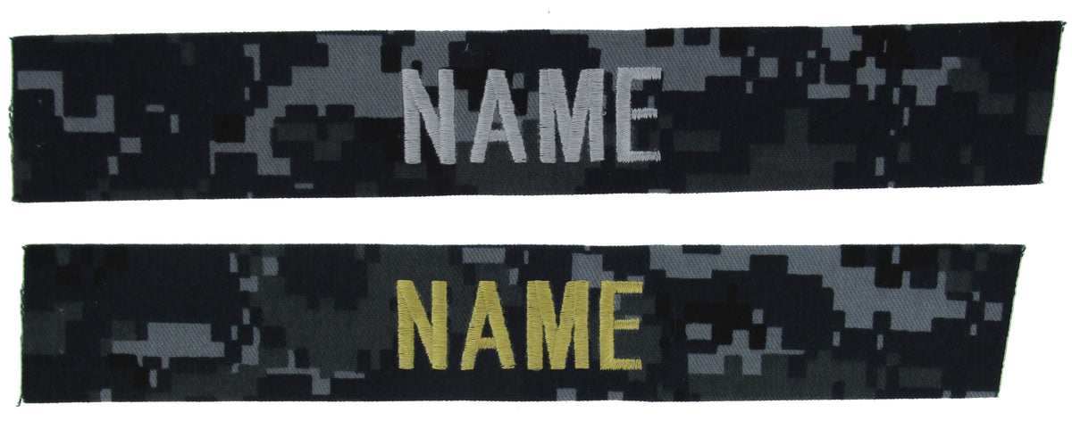 U.S. Navy Blue Camo NWU I Name Tapes
