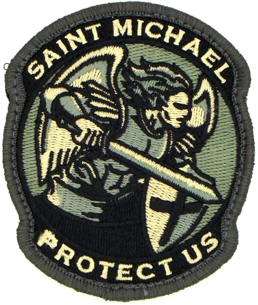 St. Michael Protect Us Patch - Modern Design with Hook Fastener