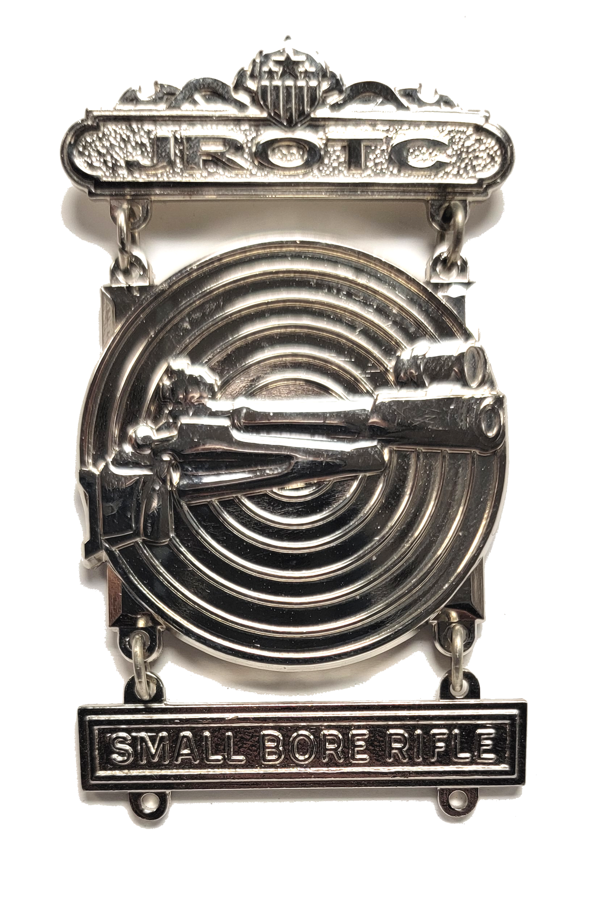 JROTC Sharpshooter with Small Bore Rifle Q-Bar, Target & Rifle (Nickel)