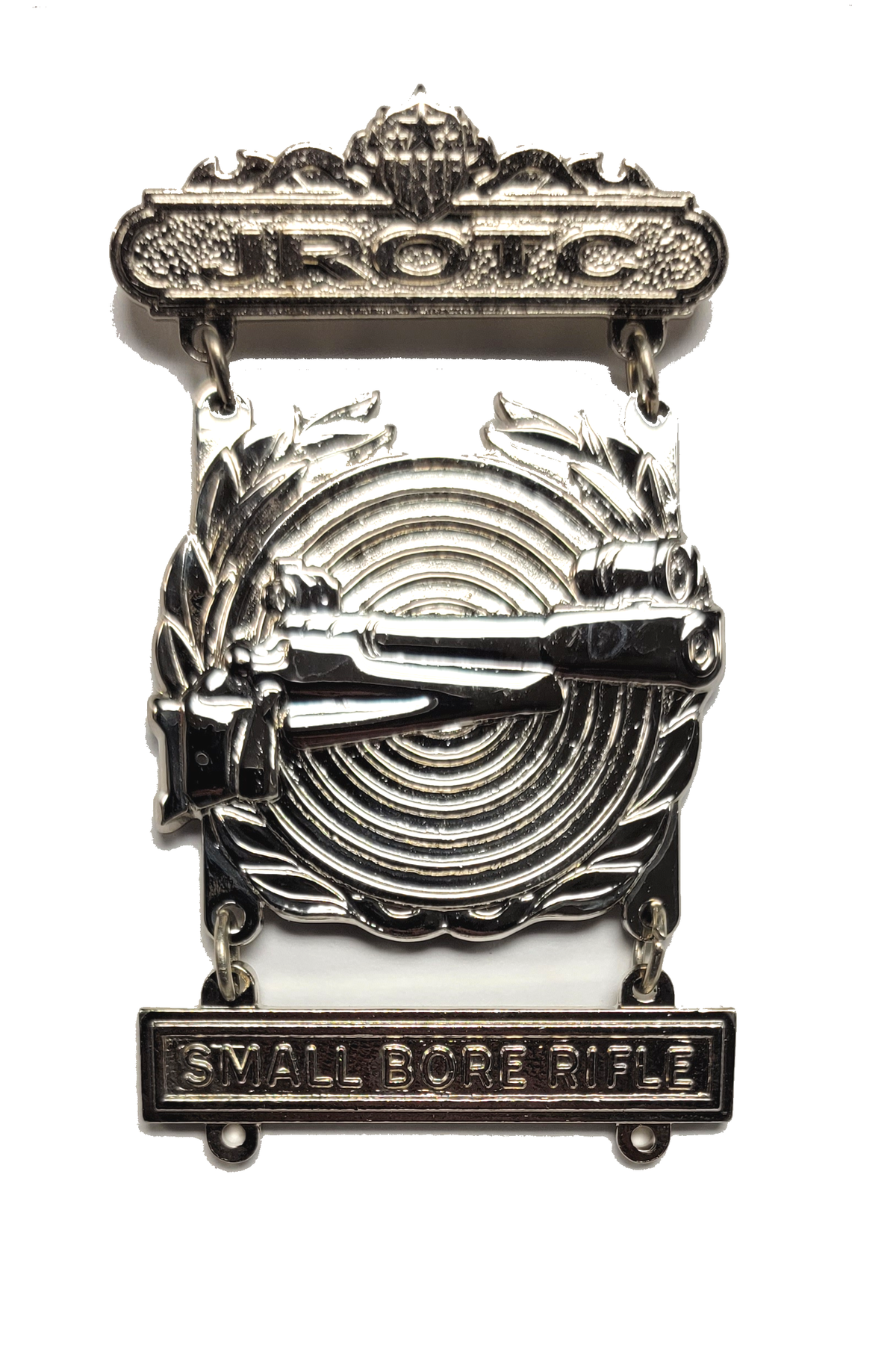 JROTC Expert with Small Bore Rifle Q-Bar,Target & Wreath (Nickel)