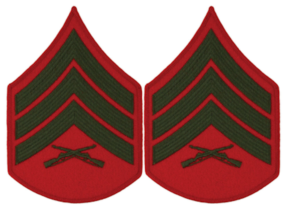 USMC Chevrons - GREEN on RED