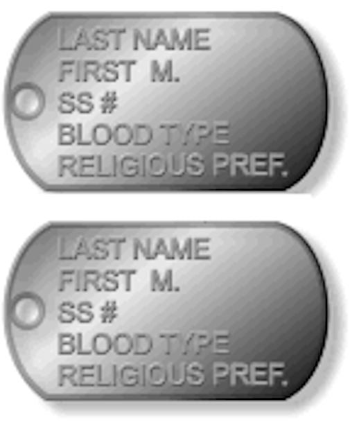 Dog Tags Set - Personalized - Military