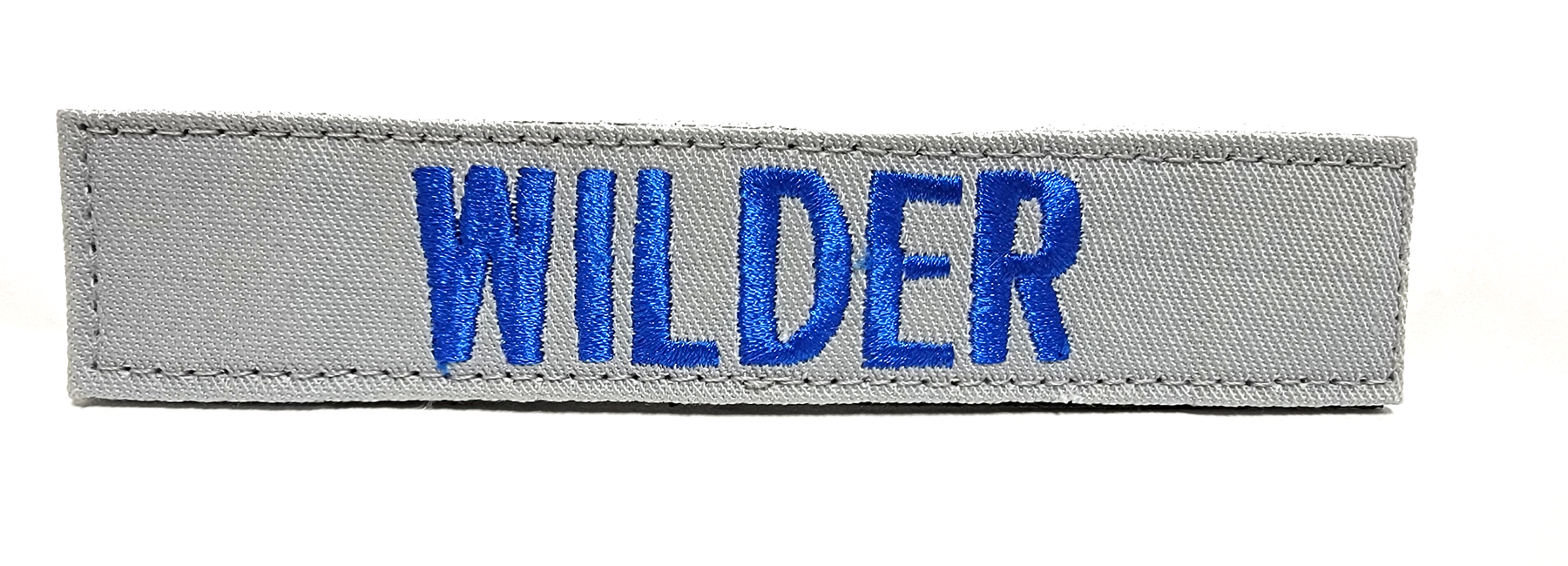 Silver Name Tape with Hook Fastener - Fabric Material