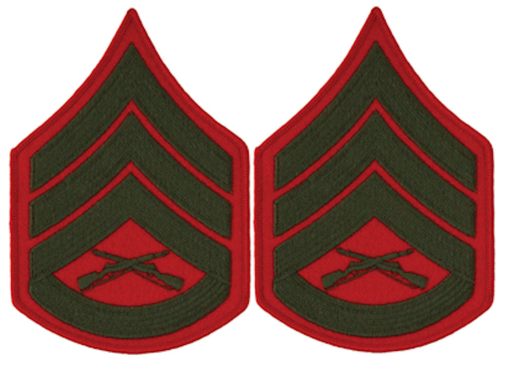 USMC Chevrons - GREEN on RED