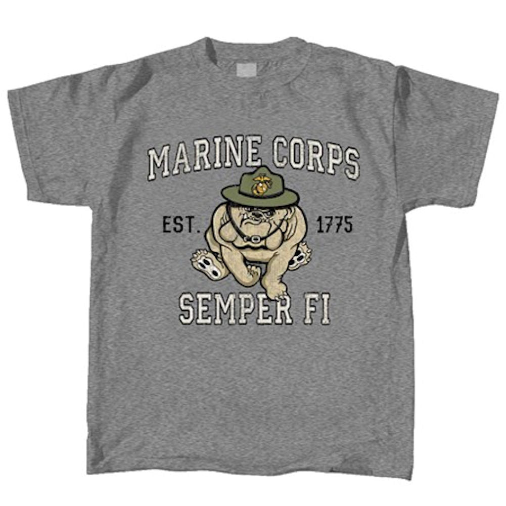Kids Marine Corps Mascot T-Shirt - Semper FI Heather Gray