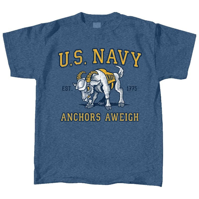 Kids U.S. Navy T-Shirt - Retro Anchors Aweigh Mascot T-Shirt