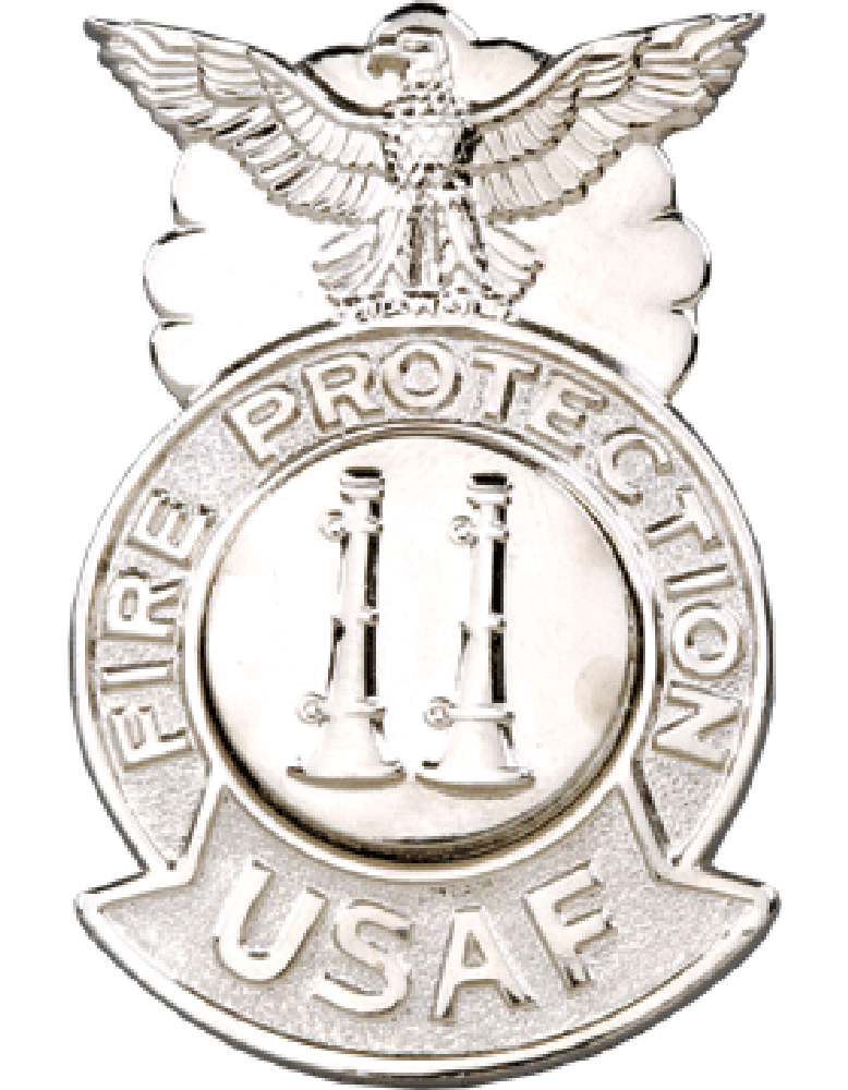 USAF Captain Fire Protection Badge Metal Insignia - Two Bugle Parallel
