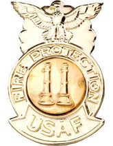 USAF Captain Fire Badge - Metal GOLD Two Bugle Parallel