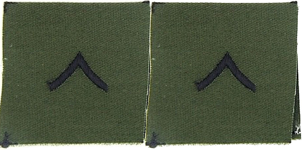 Vintage U.S. Army Rank Insignia - O.D. Green Subdued - 1 PAIR Sew-on - CLOSEOUT!