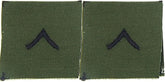 Vintage U.S. Army Rank Insignia - O.D. Green Subdued - 1 PAIR Sew-on - CLOSEOUT!