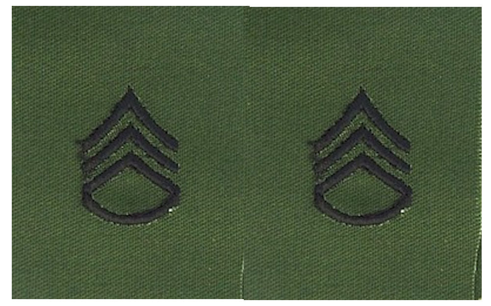 Vintage U.S. Army Rank Insignia - O.D. Green Subdued - 1 PAIR Sew-on - CLOSEOUT!