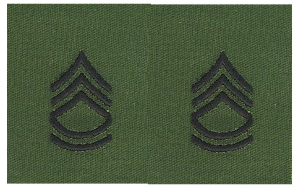 Vintage U.S. Army Rank Insignia - O.D. Green Subdued - 1 PAIR Sew-on
