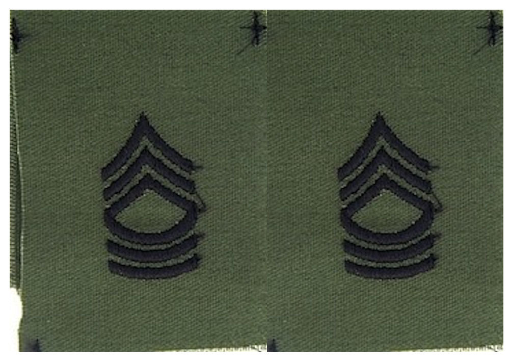 Vintage U.S. Army Rank Insignia - O.D. Green Subdued - 1 PAIR Sew-on - CLOSEOUT!