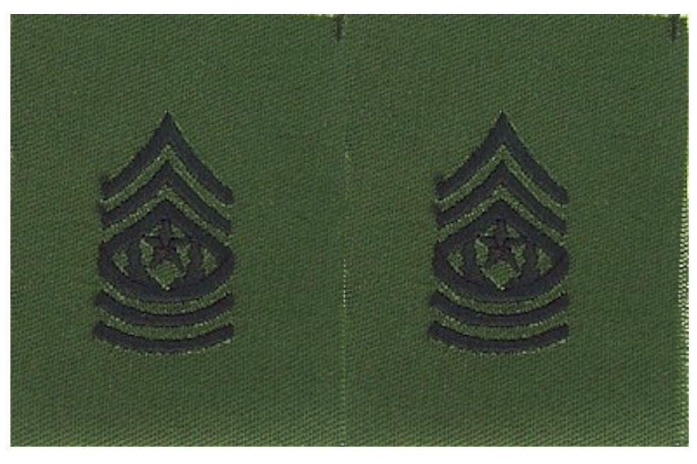 Vintage U.S. Army Rank Insignia - O.D. Green Subdued - 1 PAIR Sew-on - CLOSEOUT!