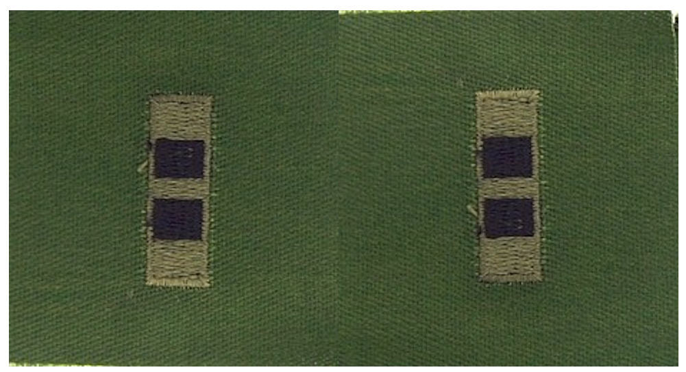Vintage U.S. Army Rank Insignia - O.D. Green Subdued - 1 PAIR Sew-on - CLOSEOUT!