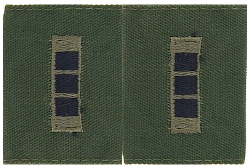Vintage U.S. Army Rank Insignia - O.D. Green Subdued - 1 PAIR Sew-on - CLOSEOUT!