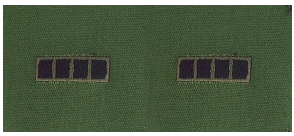 Vintage U.S. Army Rank Insignia - O.D. Green Subdued - 1 PAIR Sew-on - CLOSEOUT!
