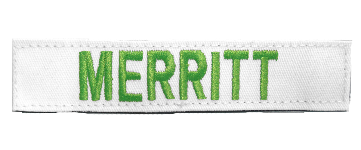 White Name Tape with Hook Fastener - Fabric Material