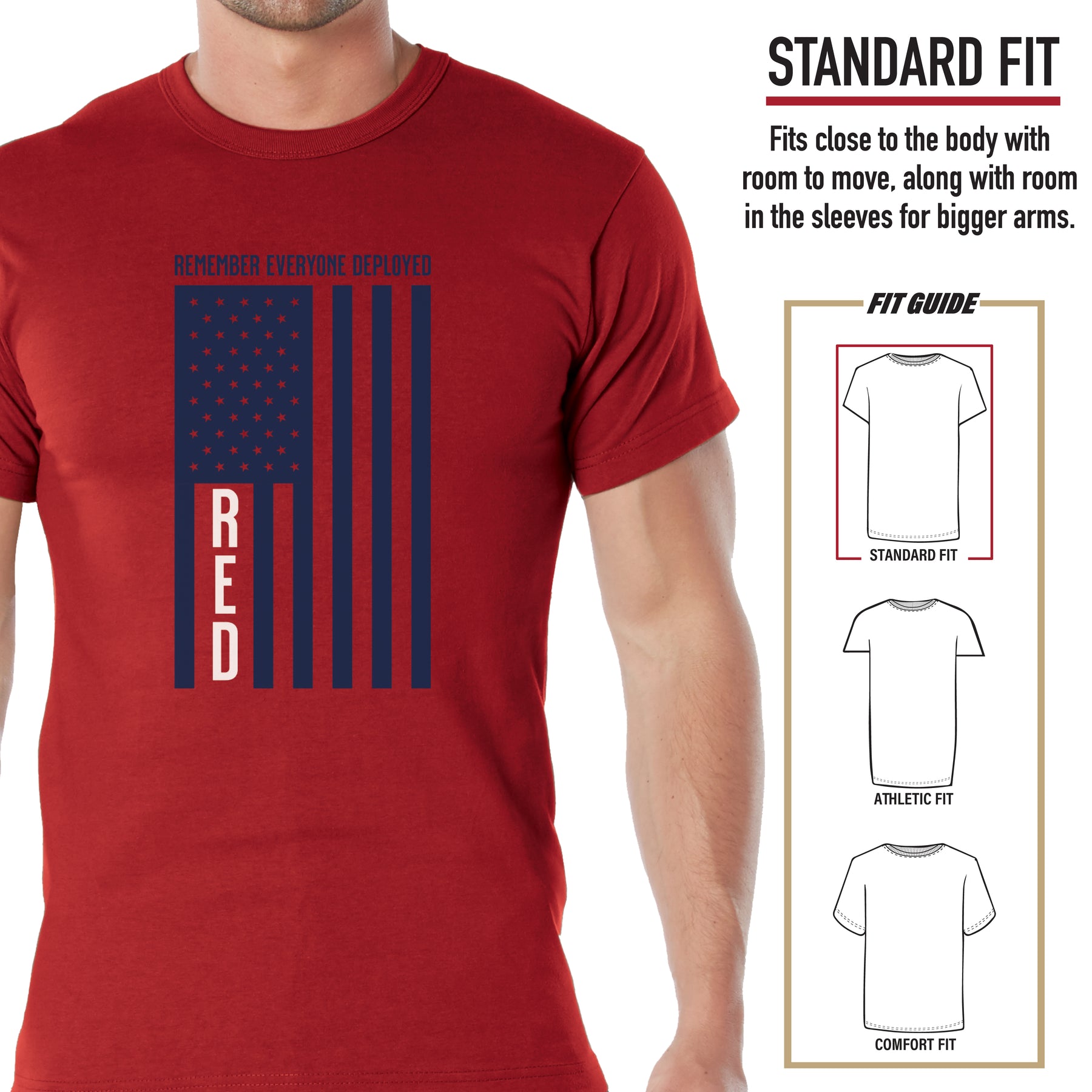 Rothco R.E.D. (Remember Everyone Deployed) T-Shirt with Solid Blue Flag