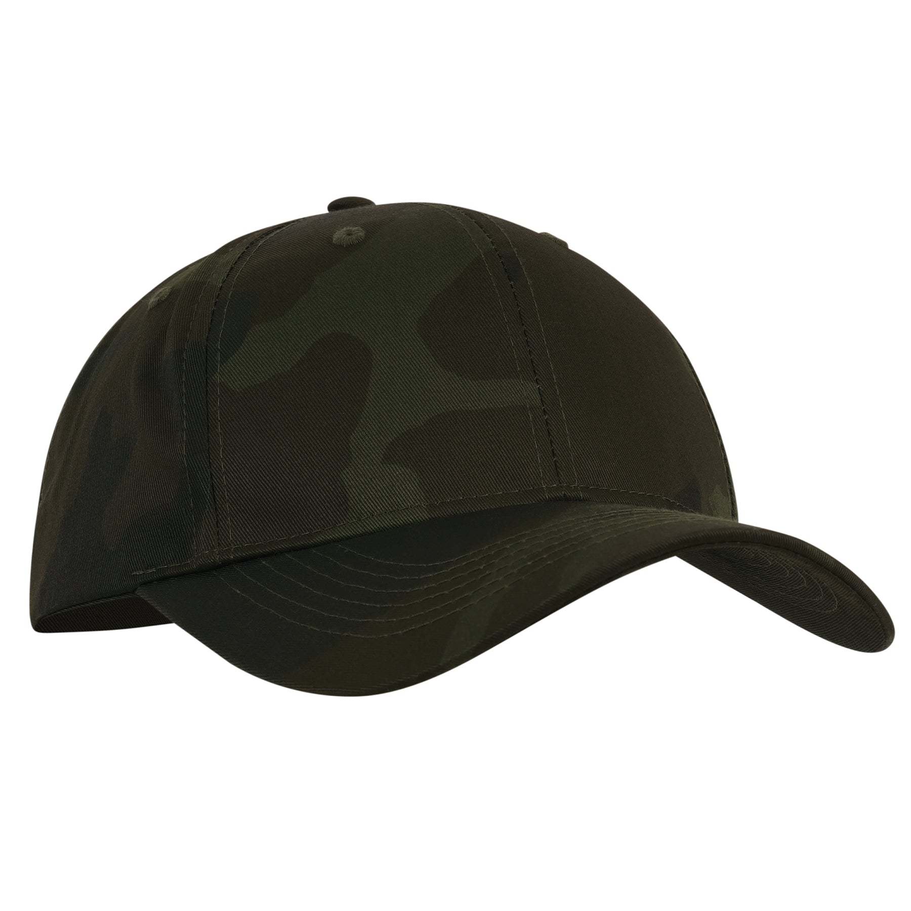 Green camouflage baseball cap on a white background