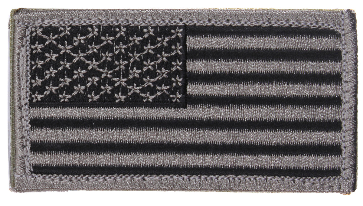 BLACK REFLECTIVE American FLAG Military Embroidered Patch Craft Supply 