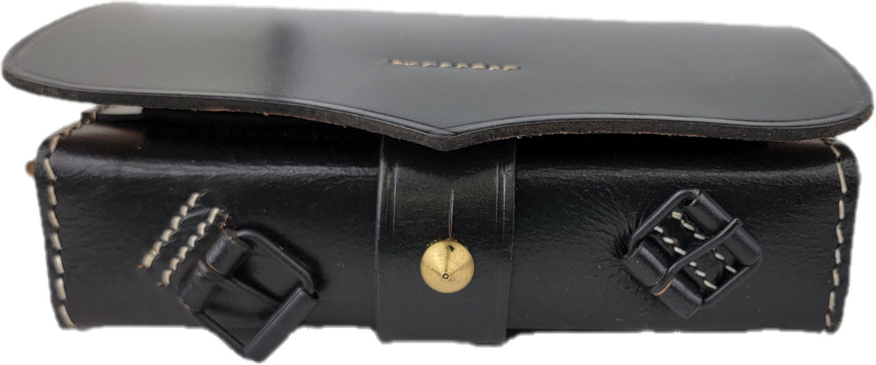 Civil War Reproduction .58 Caliber Black Leather Cartridge Box with Tins