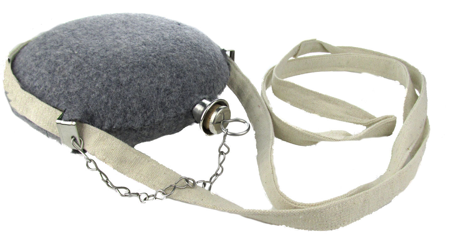 Civil War Reenactment Stainless Steel Canteen with Wool Cover