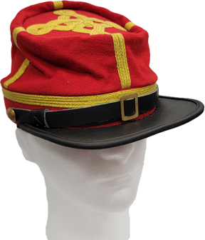 Civil War CSA Red Kepi Officer Cap with Quatrefoil Design