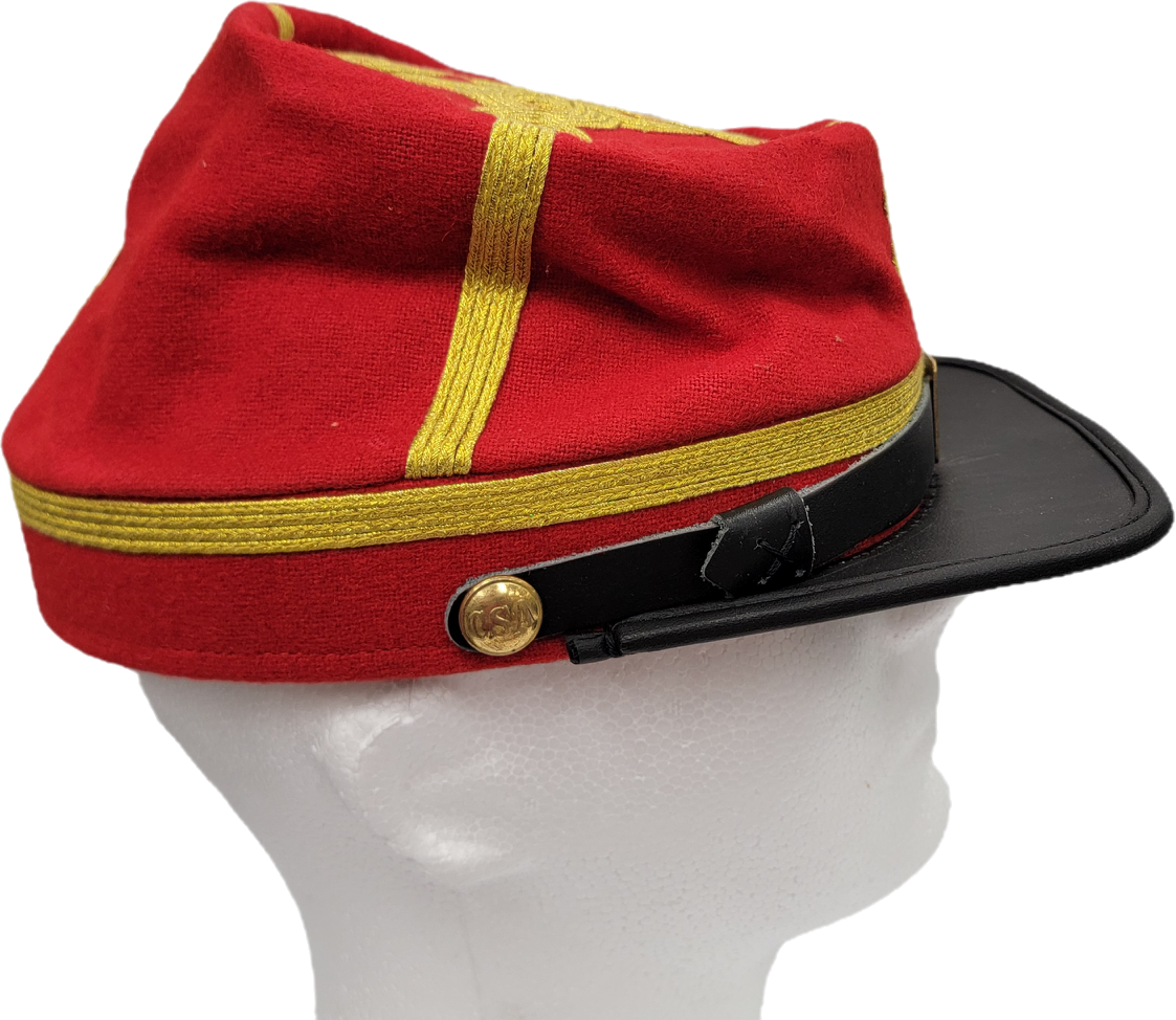 Civil War CSA Red Kepi Officer Cap with Quatrefoil Design