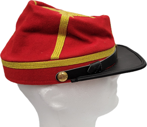 Civil War CSA Red Kepi Officer Cap with Quatrefoil Design