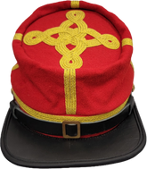 Civil War CSA Red Kepi Officer Cap with Quatrefoil Design