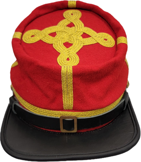 Civil War CSA Red Kepi Officer Cap with Quatrefoil Design