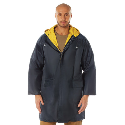 Rothco Men's 3/4 Length Waterproof Reversible Rain Parka - Lightweight Nylon Coat