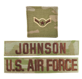 3 Piece OCP Name Tape & Rank Package - Air Force E2