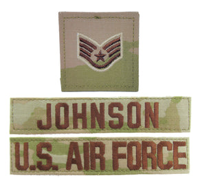 3 Piece OCP Name Tape & Rank Package - Air Force E5 Sergeant