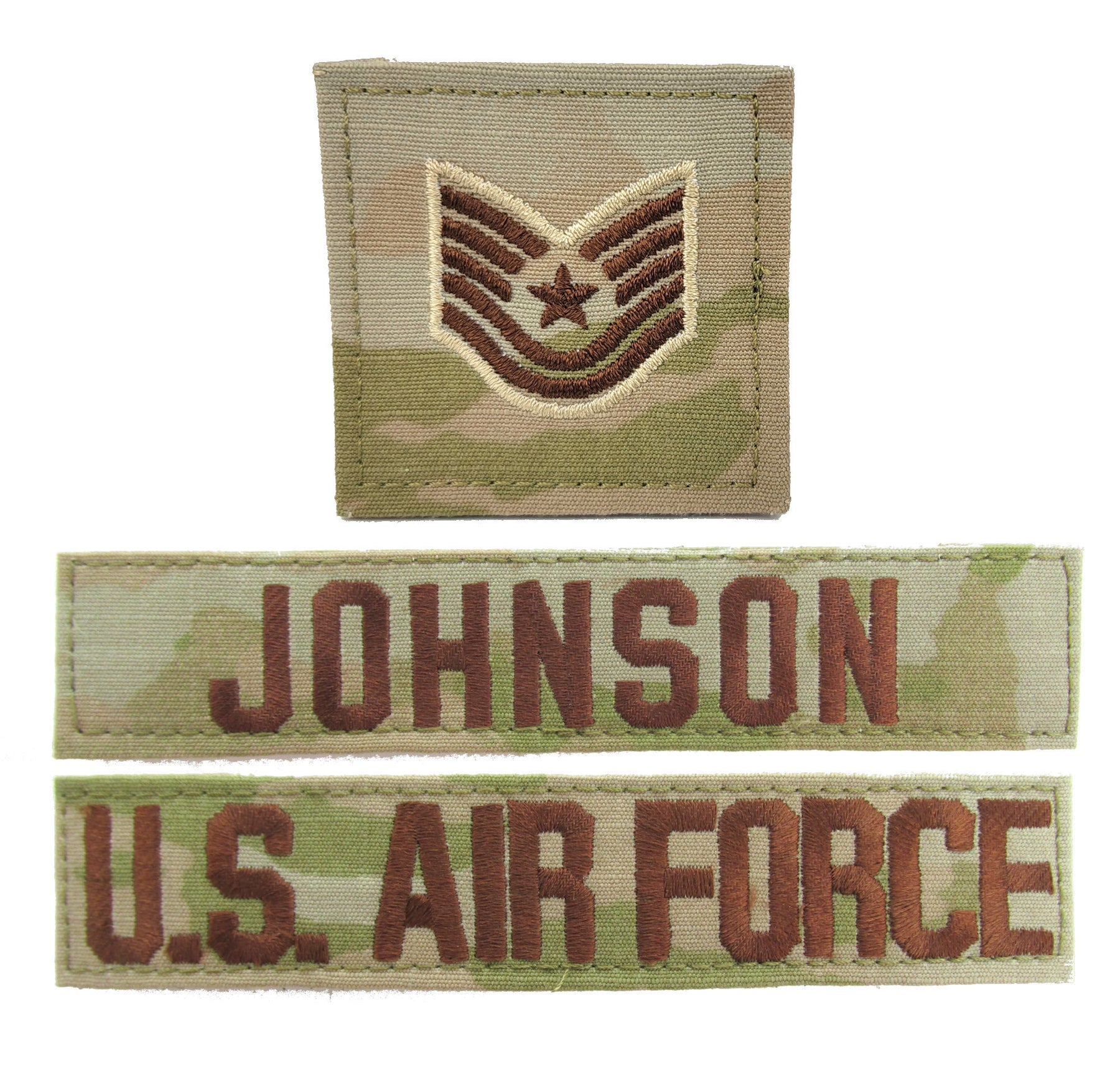 3 Piece OCP Name Tape & Rank Package - Air Force E6 Tech Sergeant