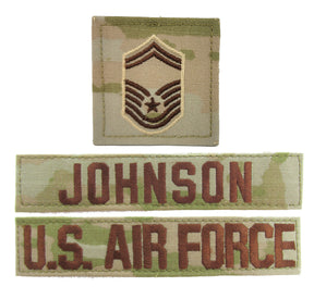 3 Piece OCP Name Tape & Rank Package - Air Force E8 CMSGT