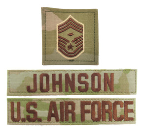 3 Piece OCP Name Tape & Rank Package - Air Force E9 1st Sgt